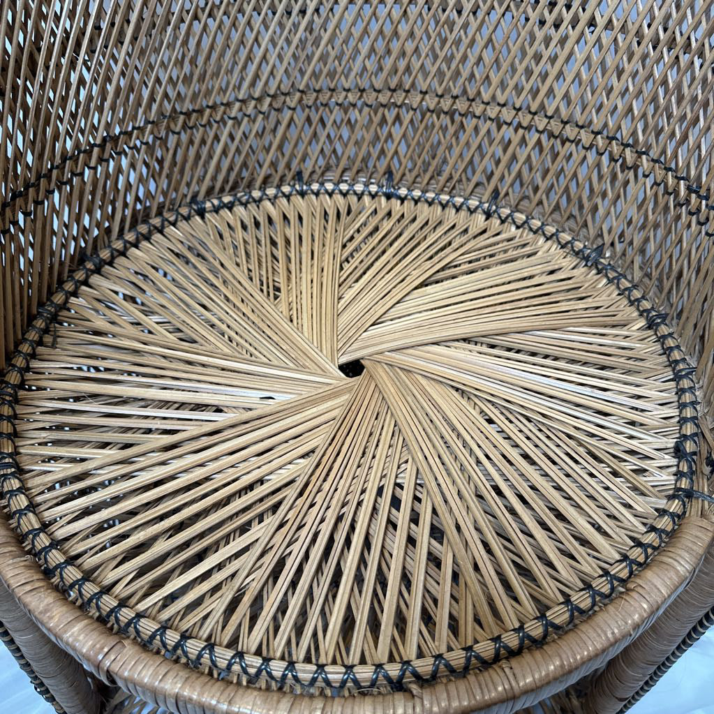 70's Wicker Petite Peacock Boho Chair