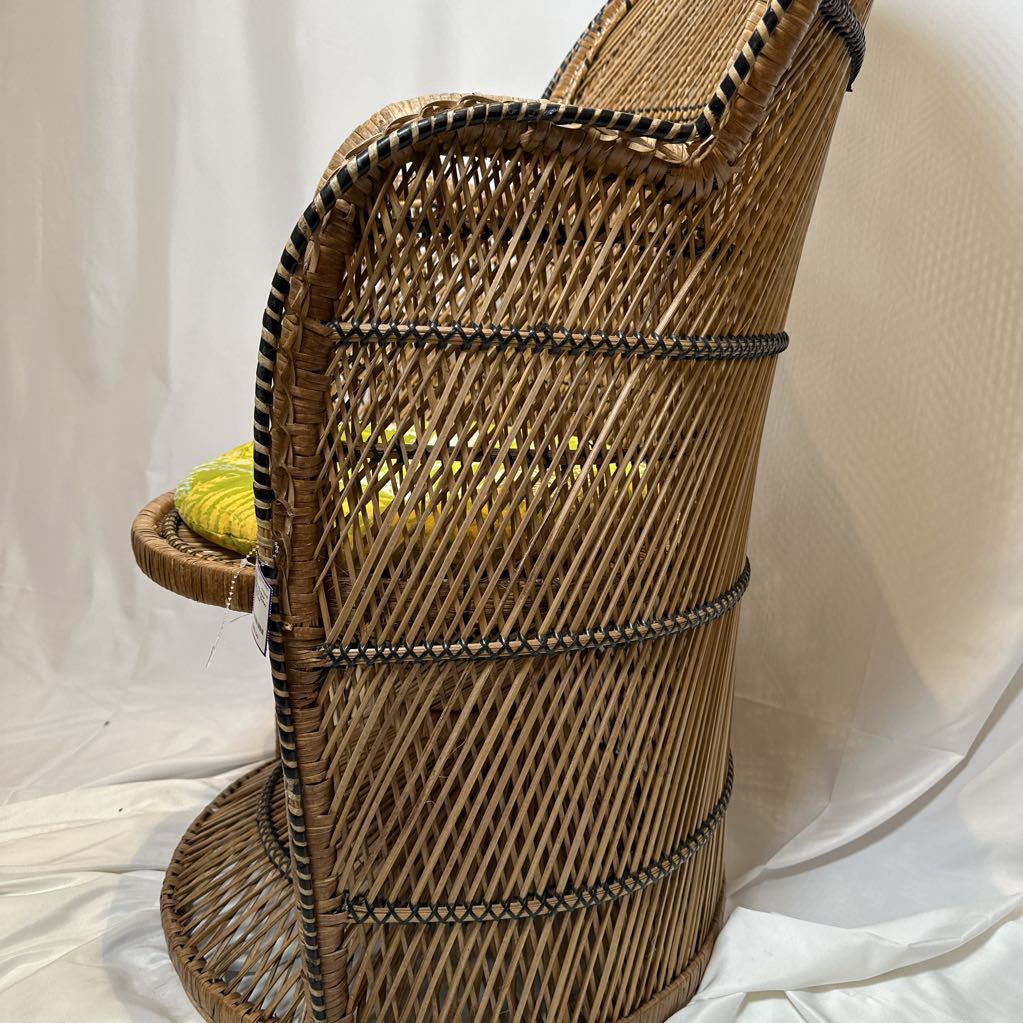 70's Wicker Petite Peacock Boho Chair