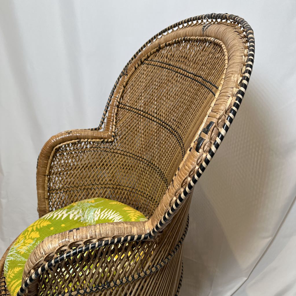 70's Wicker Petite Peacock Boho Chair