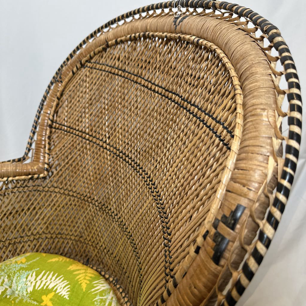 70's Wicker Petite Peacock Boho Chair