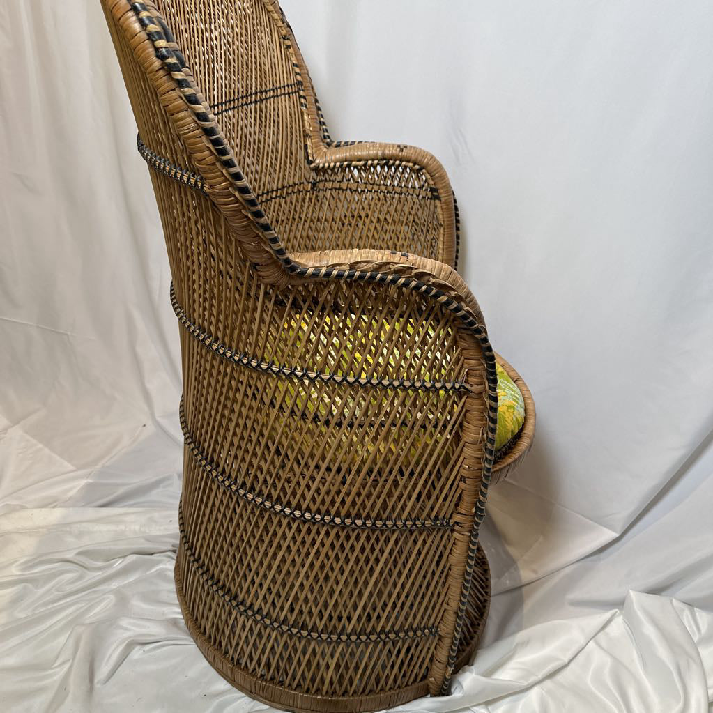 70's Wicker Petite Peacock Boho Chair