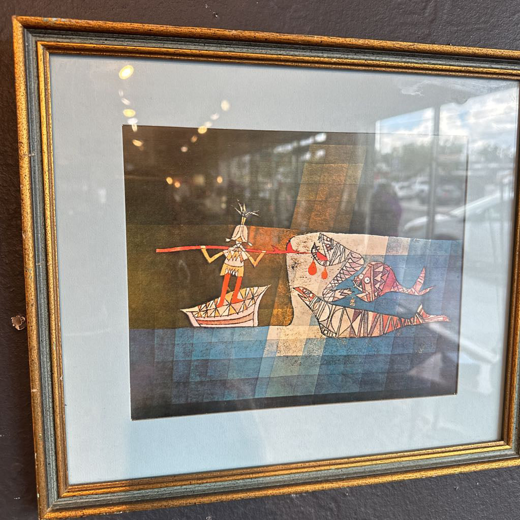 1960s Paul Klee's "Sinbad the Sailor Painting Framed & Matted Reproduction