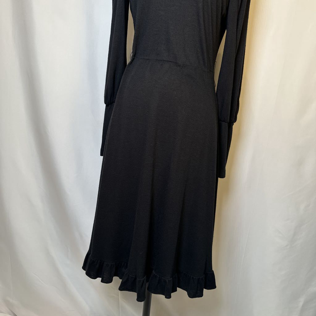 1980s Black Ruffle Dress