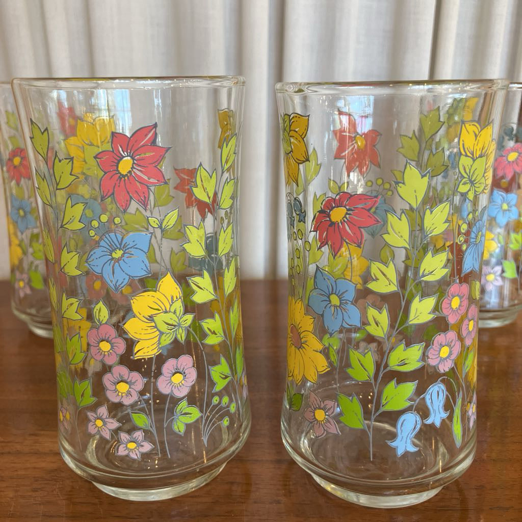 Vintage Set of Four Corelle Meadow Glasses