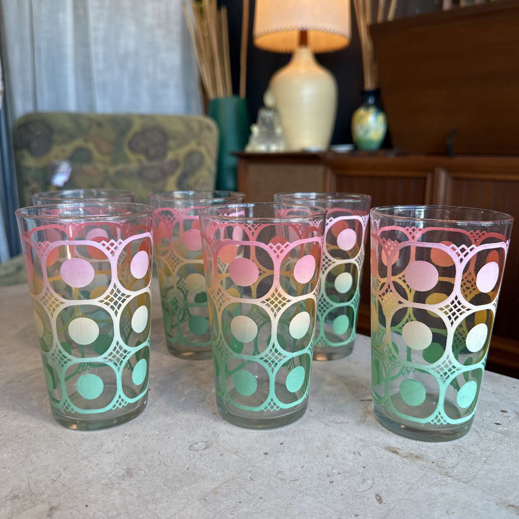 1960s Rare Fire King Multi Colored Glass Set