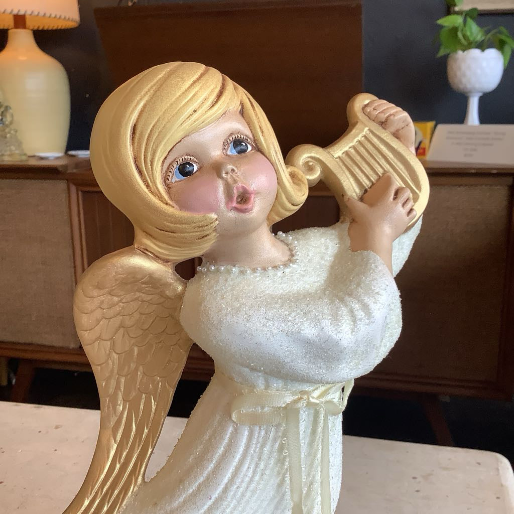 Pair Ceramic Angels Christmas