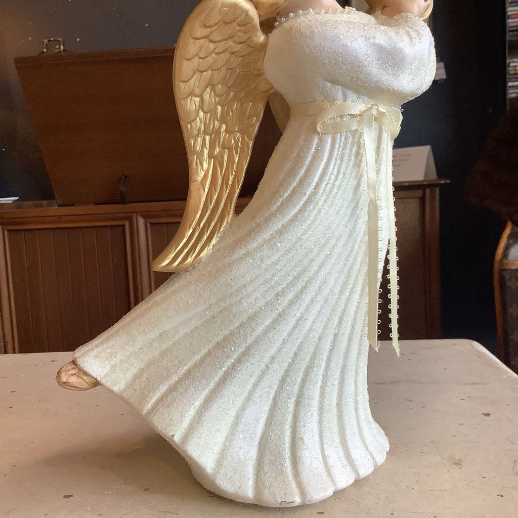 Pair Ceramic Angels Christmas