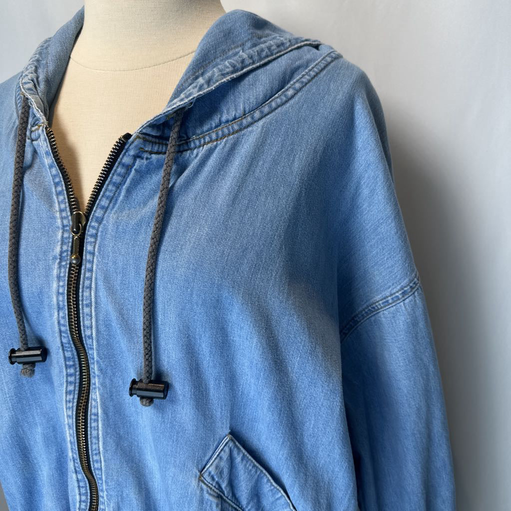 1980s Tina Hagen Oversized Denim Jacket w/ Hoodie