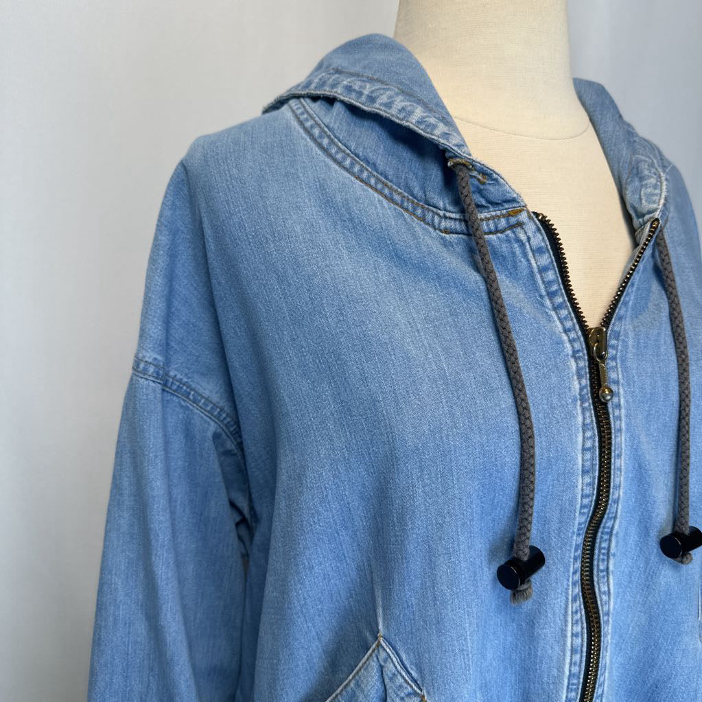 1980s Tina Hagen Oversized Denim Jacket w/ Hoodie