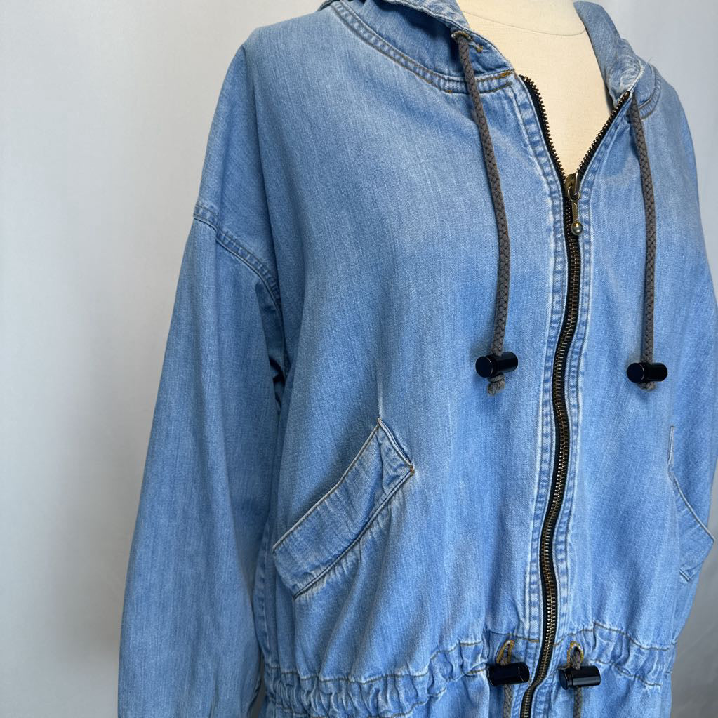 1980s Tina Hagen Oversized Denim Jacket w/ Hoodie