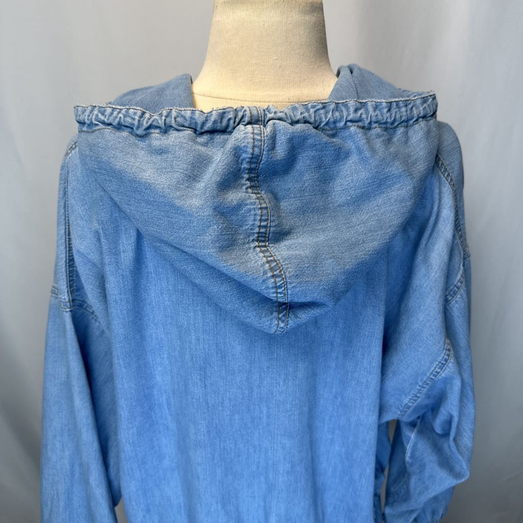 1980s Tina Hagen Oversized Denim Jacket w/ Hoodie