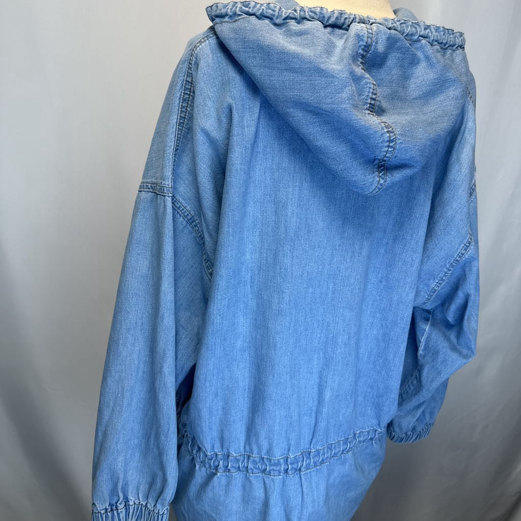 1980s Tina Hagen Oversized Denim Jacket w/ Hoodie