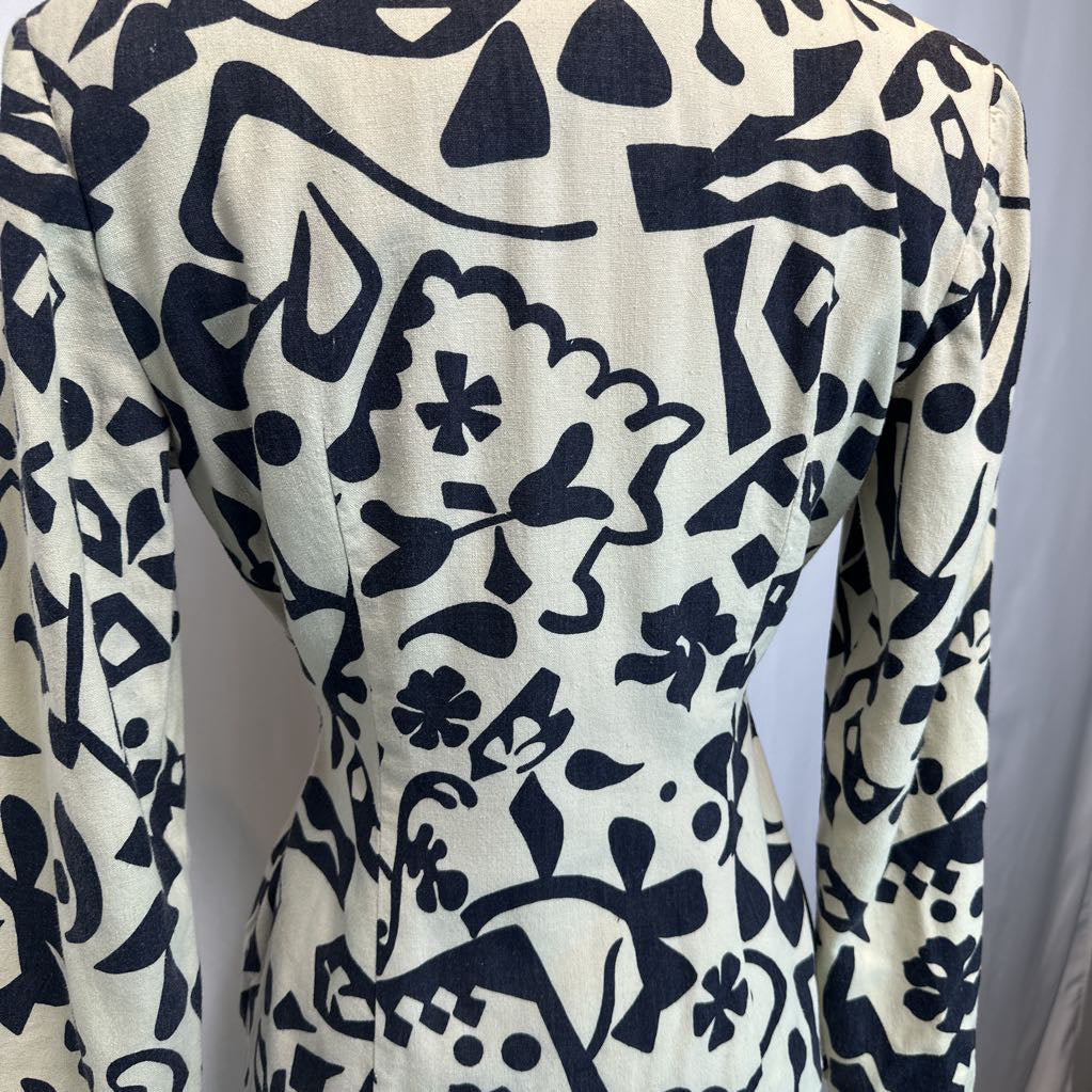 1980s Black & Tan Novelty Print Top