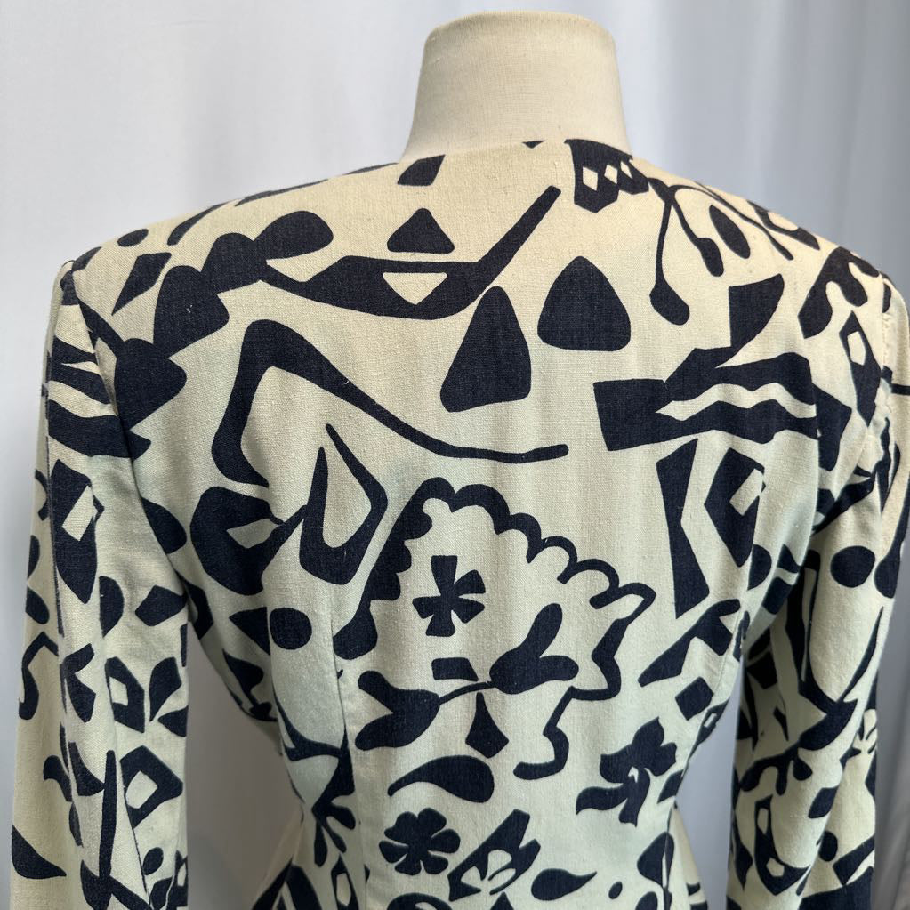 1980s Black & Tan Novelty Print Top