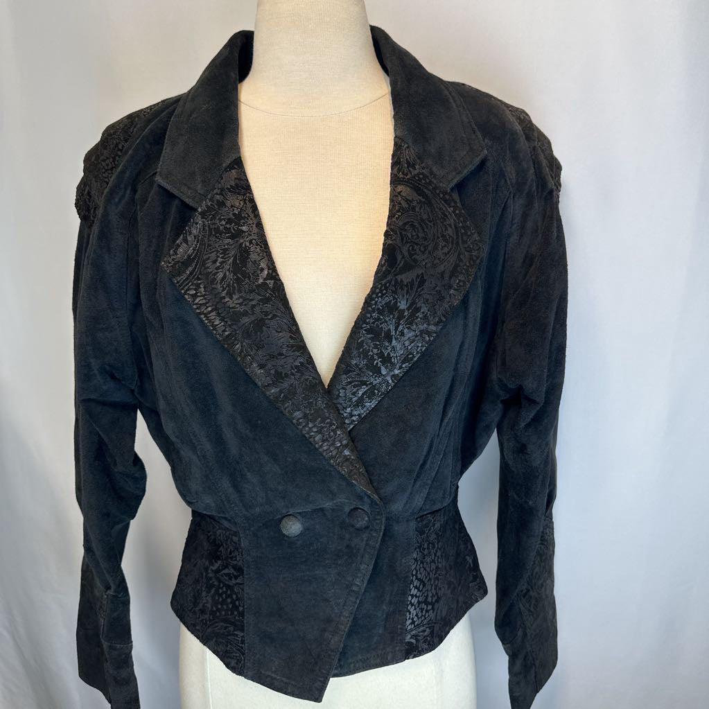 1980s Black Wilsons Leather Crop Bolero Biker Jacket