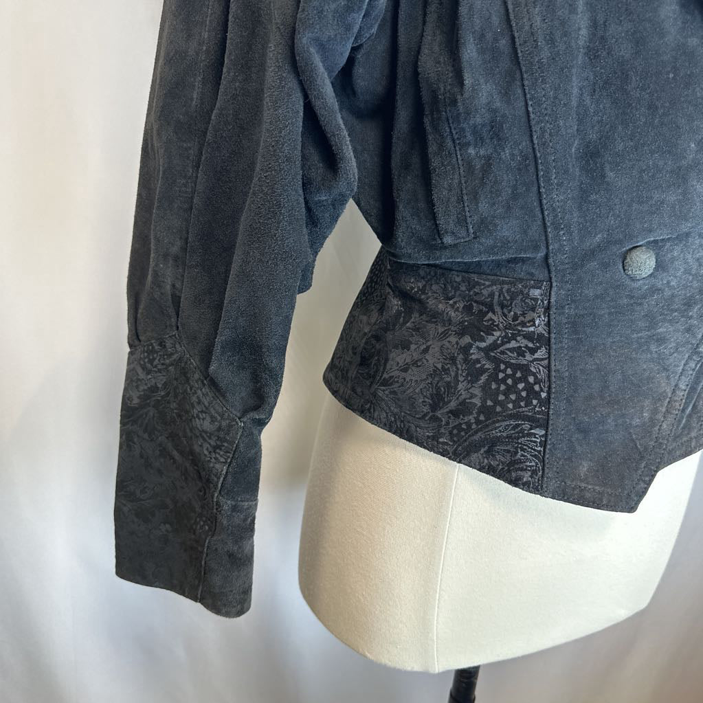 1980s Black Wilsons Leather Crop Bolero Biker Jacket