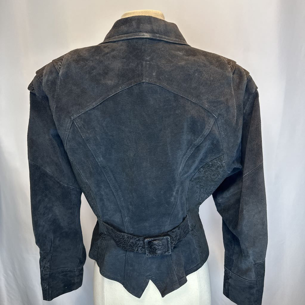 1980s Black Wilsons Leather Crop Bolero Biker Jacket