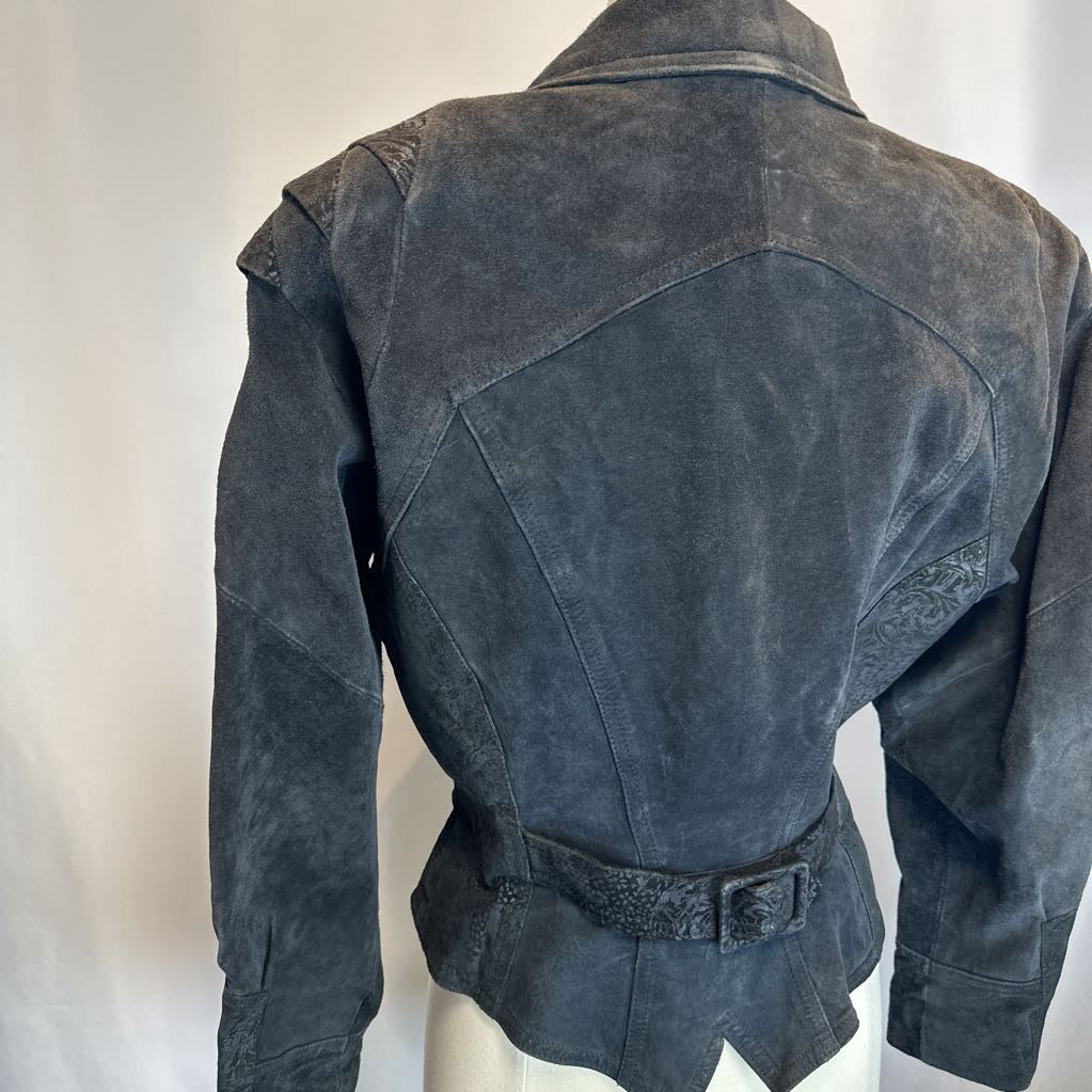1980s Black Wilsons Leather Crop Bolero Biker Jacket