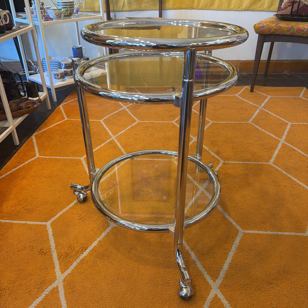 MCM Chrome Swivel Side Table or Barcart