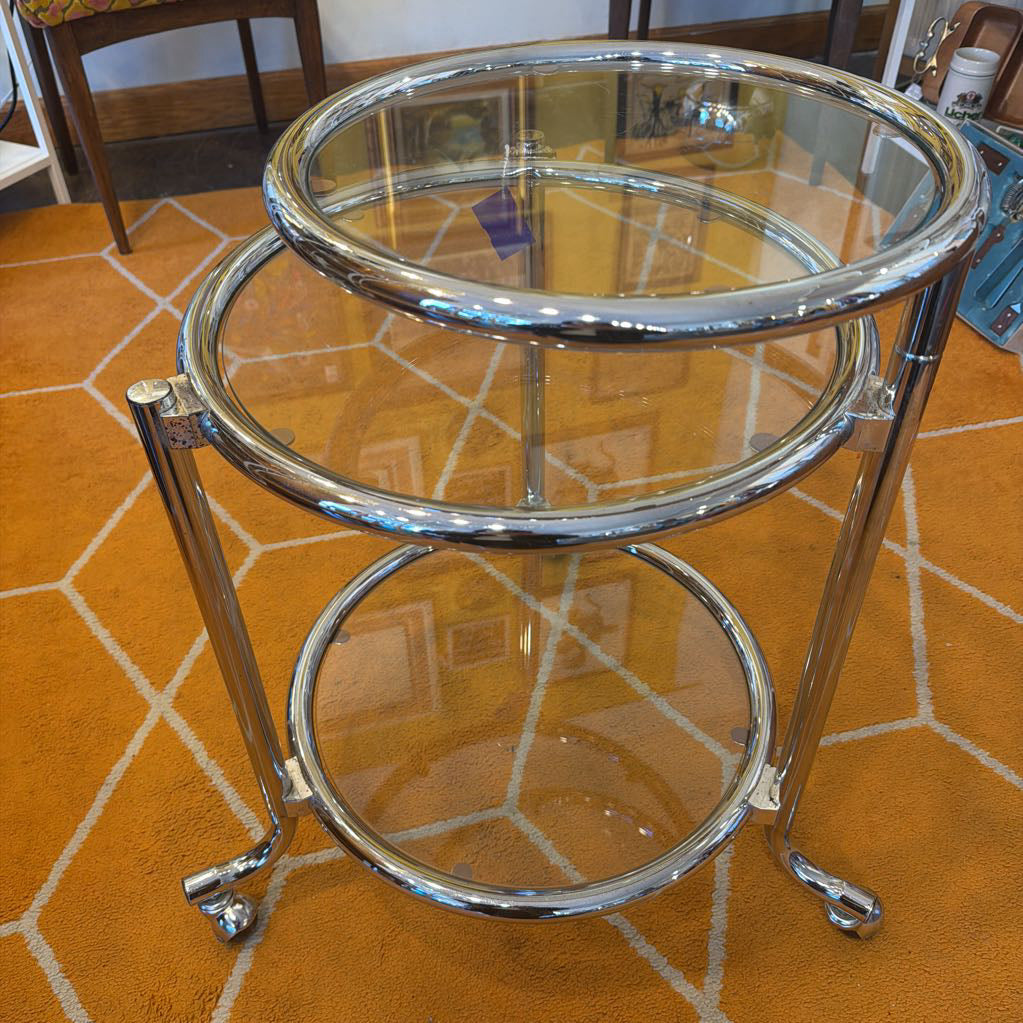 MCM Chrome Swivel Side Table or Barcart