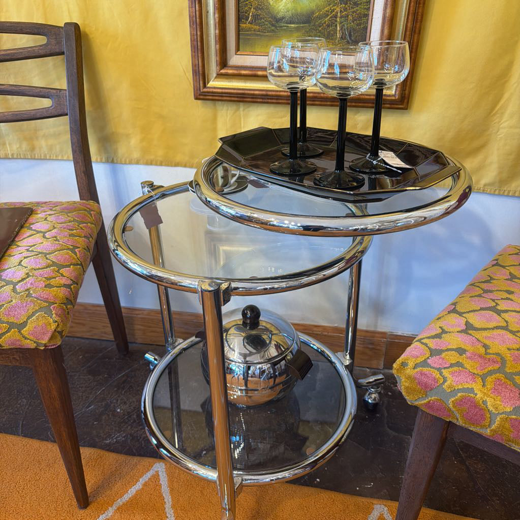 MCM Chrome Swivel Side Table or Barcart