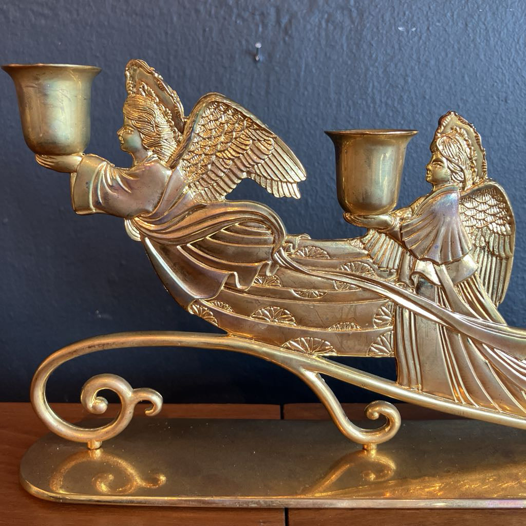 Vintage Golden Angels Candle Holder