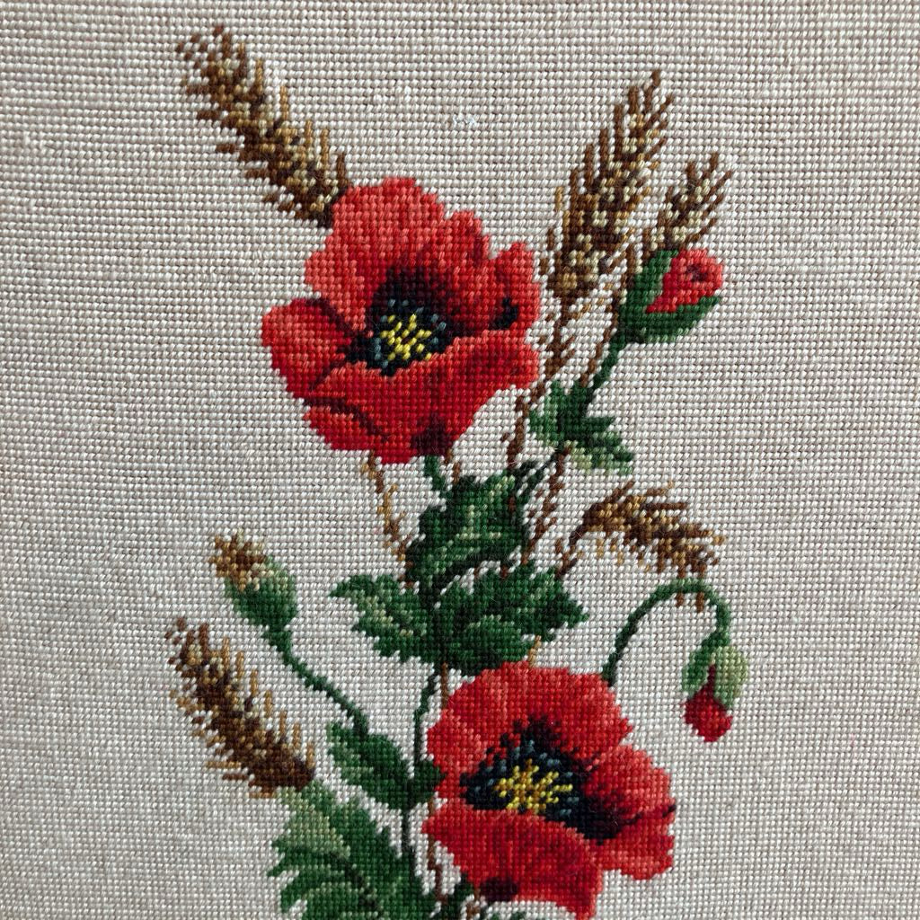 Vintage Framed Poppies Cross Stitch
