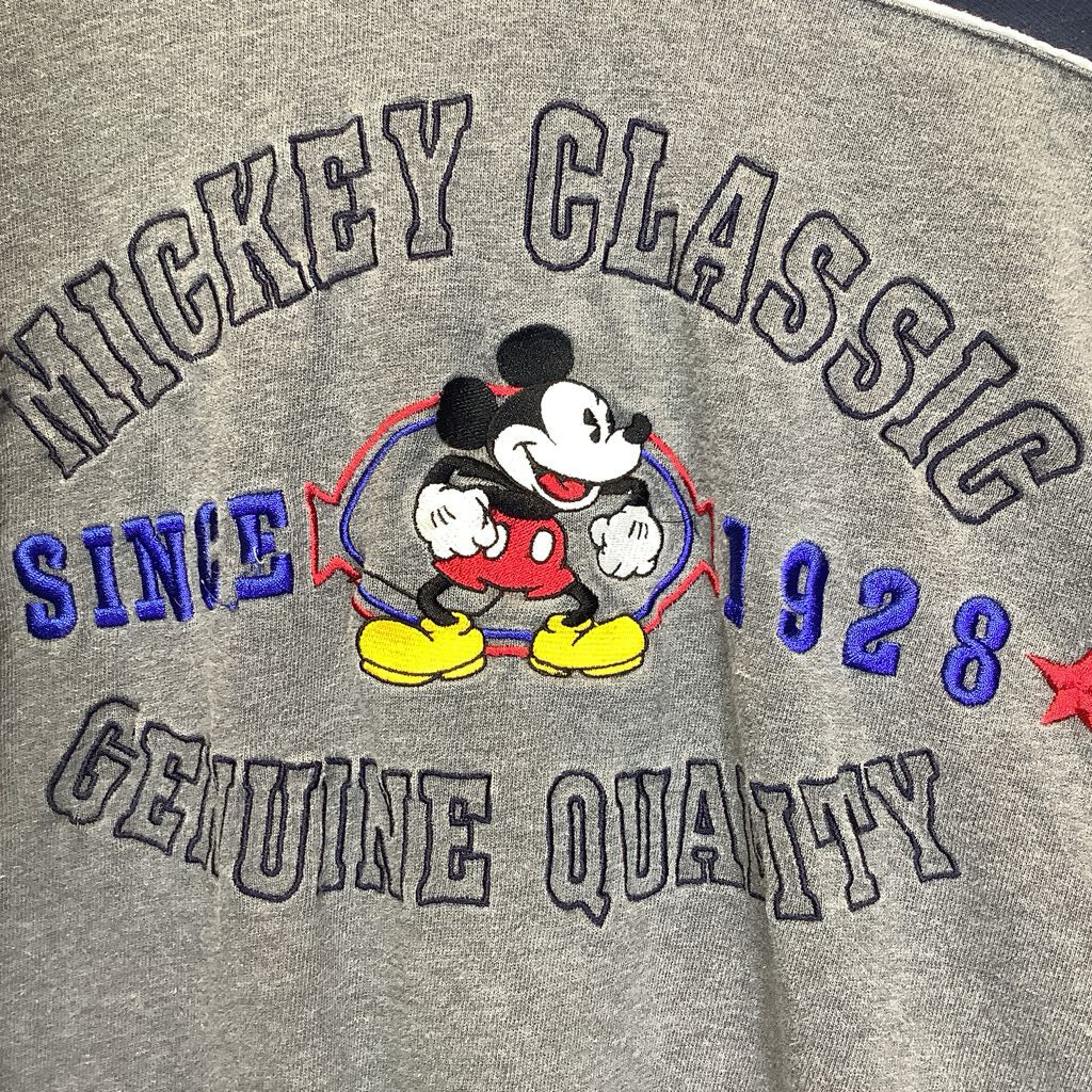 Blue, gray long sleeve shirt Mickey Classic  Since 1928 Genuine Quality embroidered on front