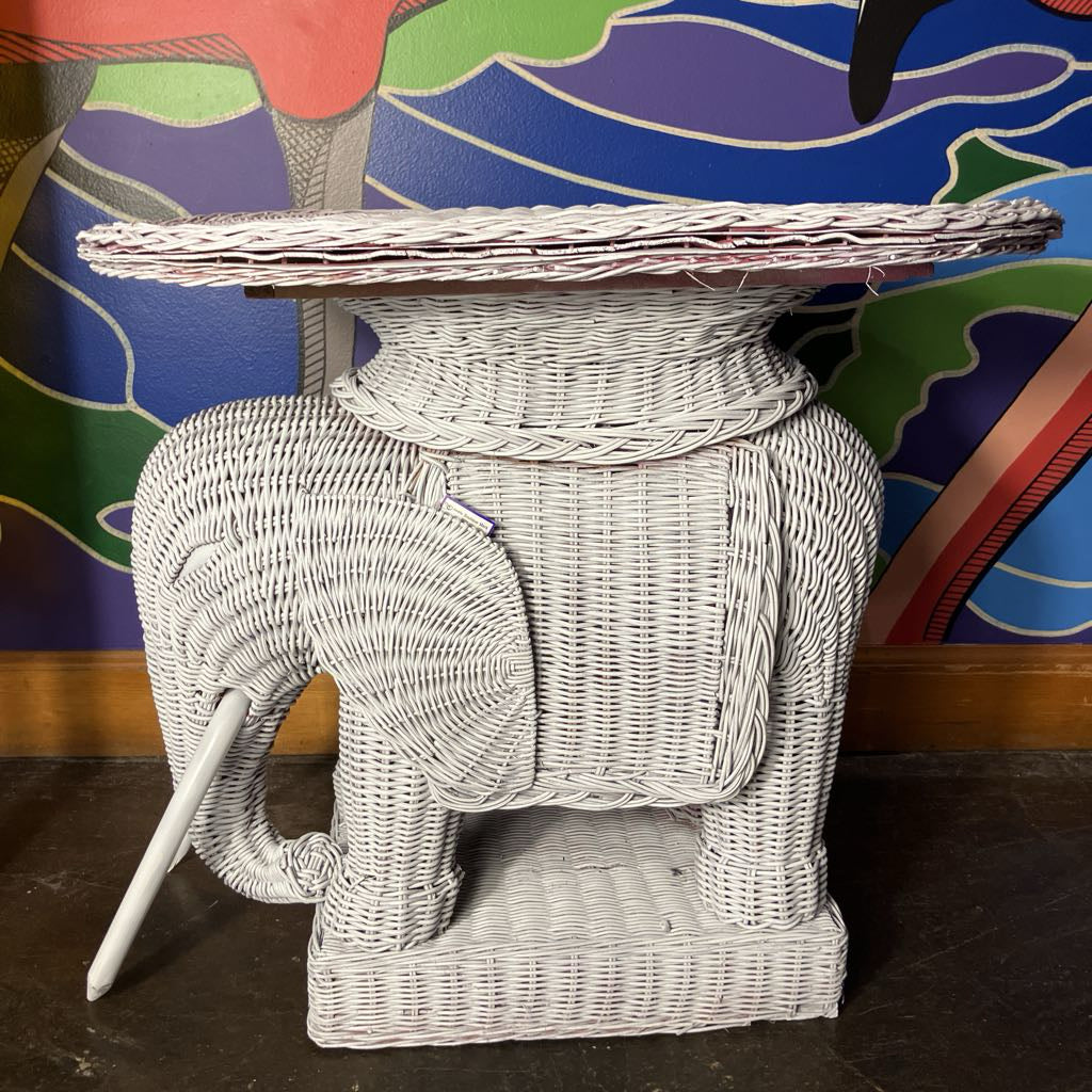 Vintage Wicker Elephant Plant Stand