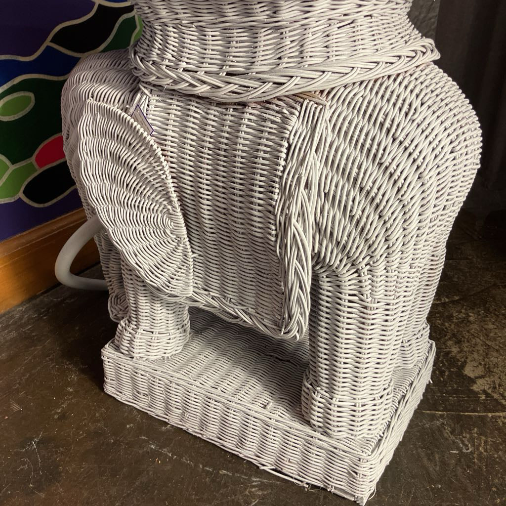 Vintage Wicker Elephant Plant Stand