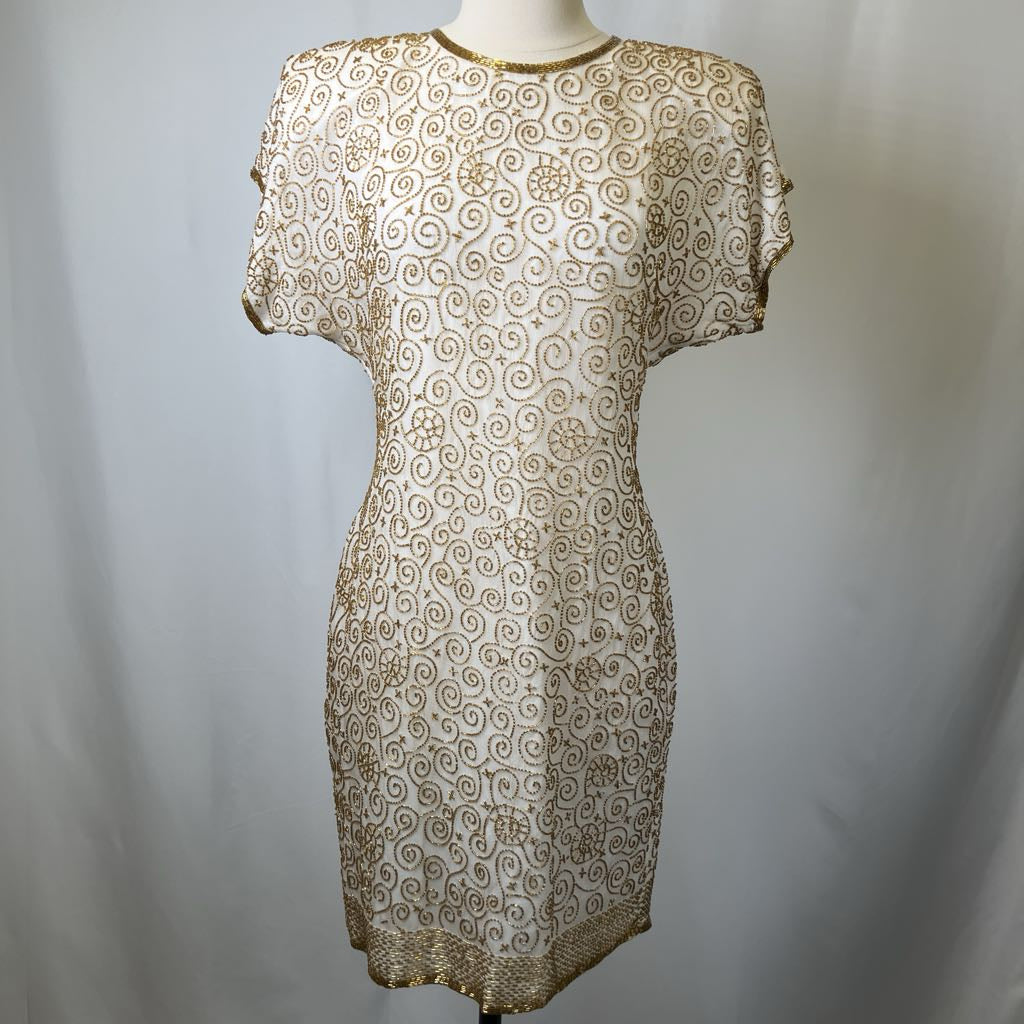 80s Laurence Kazar Beaded Dress