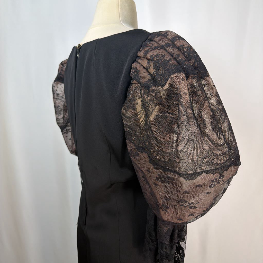 1980s Pat Kerr London Puff Sleeve Dress