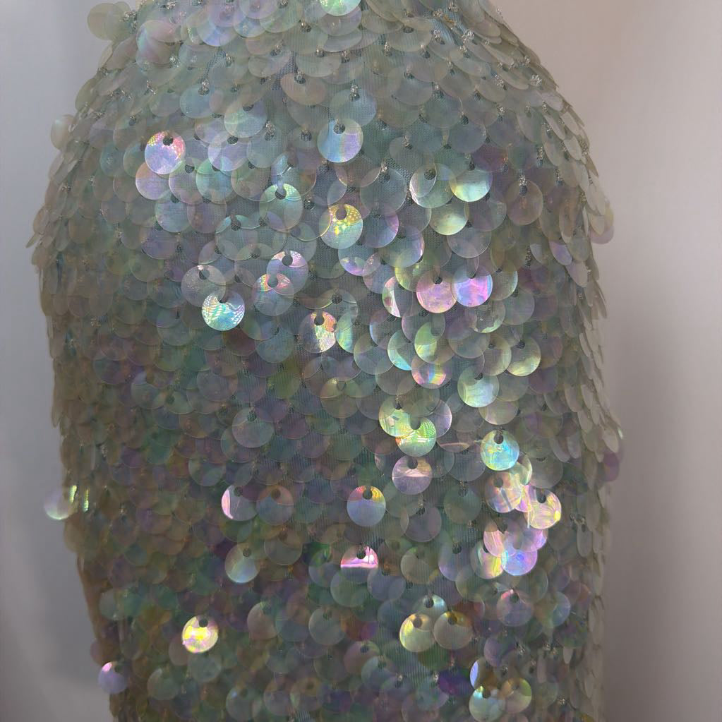 1960s Wool Skirt w/ Sequins Hand Decorated in Japan