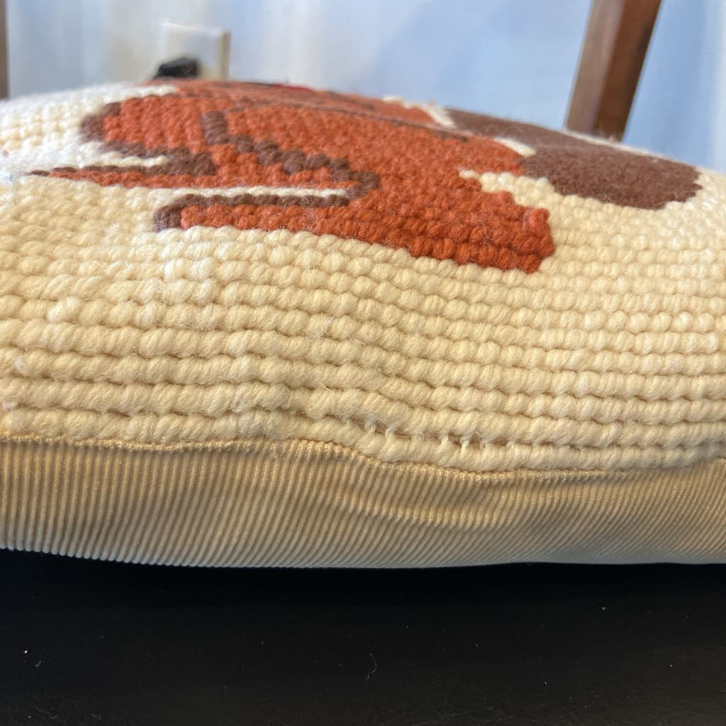 Vintage Fox Squirrel Needlepoint Pillow