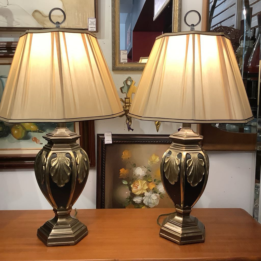 Vintage Enamel and Gold Medal Embellished Lamps