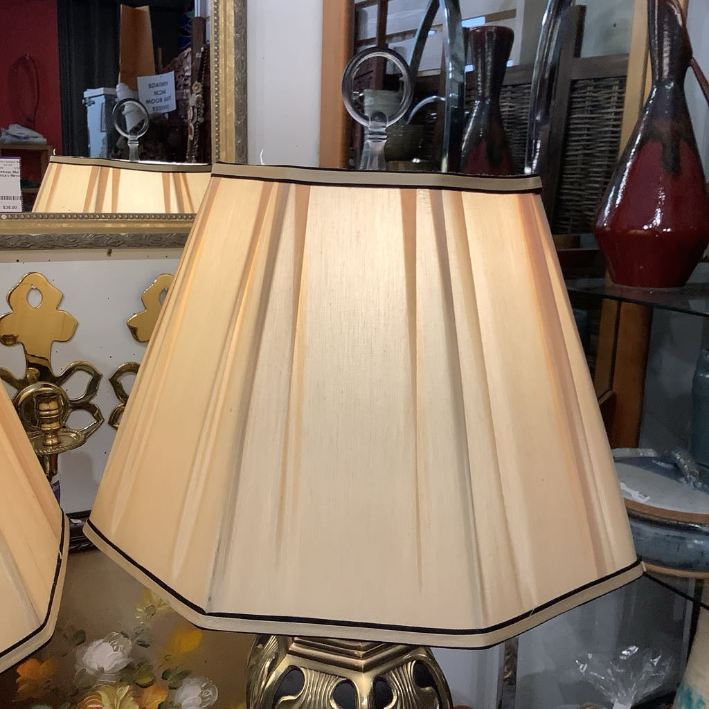 Vintage Enamel and Gold Medal Embellished Lamps