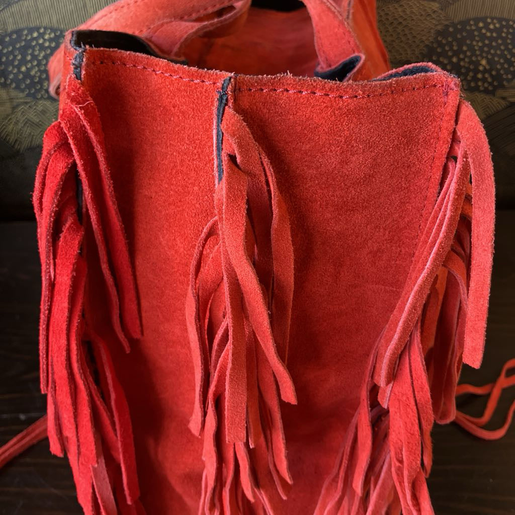 Vintage Zara Red Suede Fringe Bag
