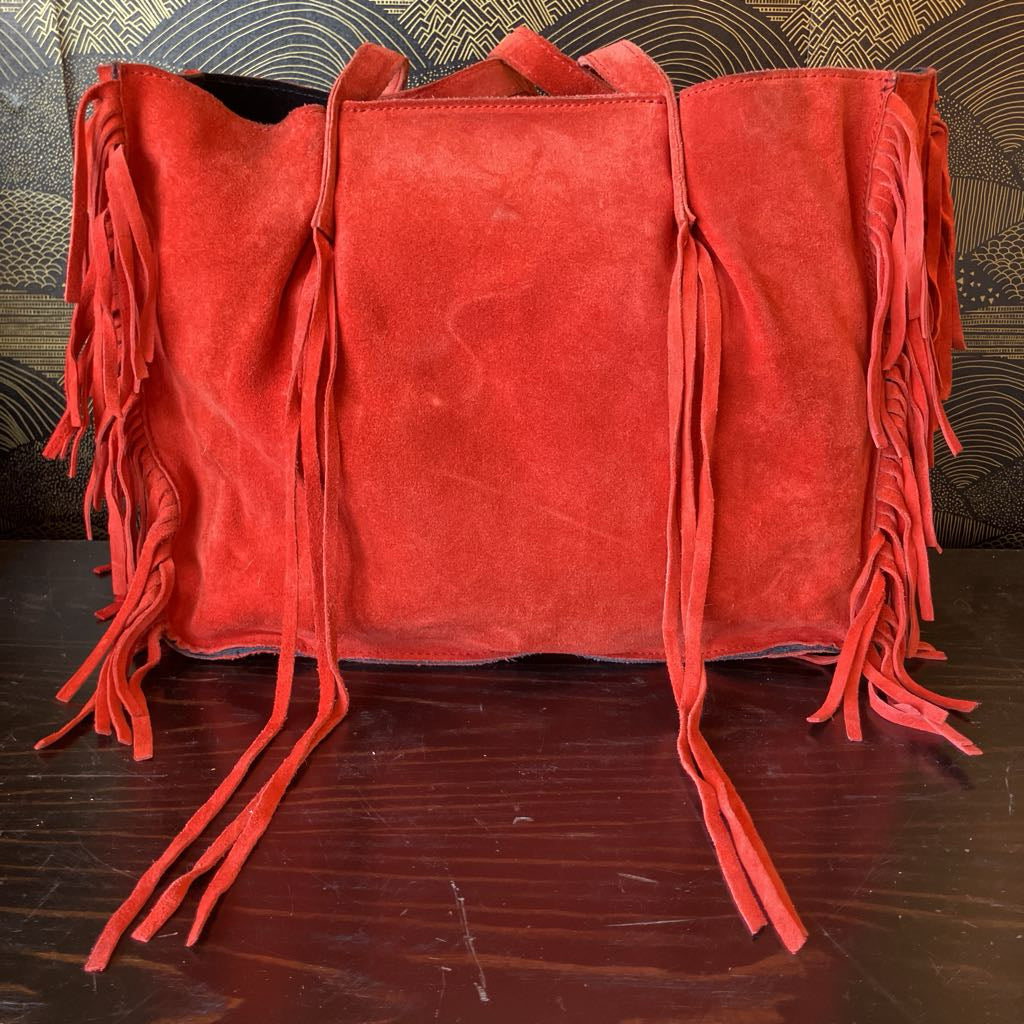 Vintage Zara Red Suede Fringe Bag