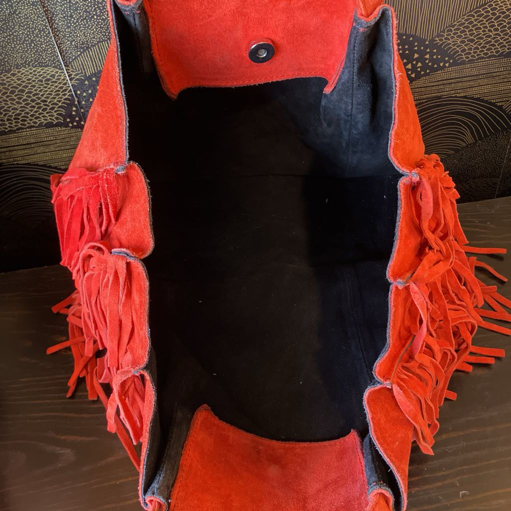 Vintage Zara Red Suede Fringe Bag