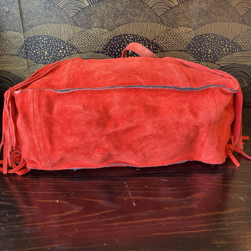 Vintage Zara Red Suede Fringe Bag
