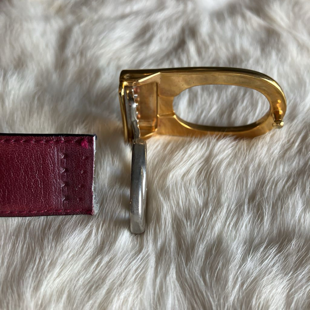 1980s Vintage Gucci Reversible Belt with Two Tone Interlocking G Buckle
