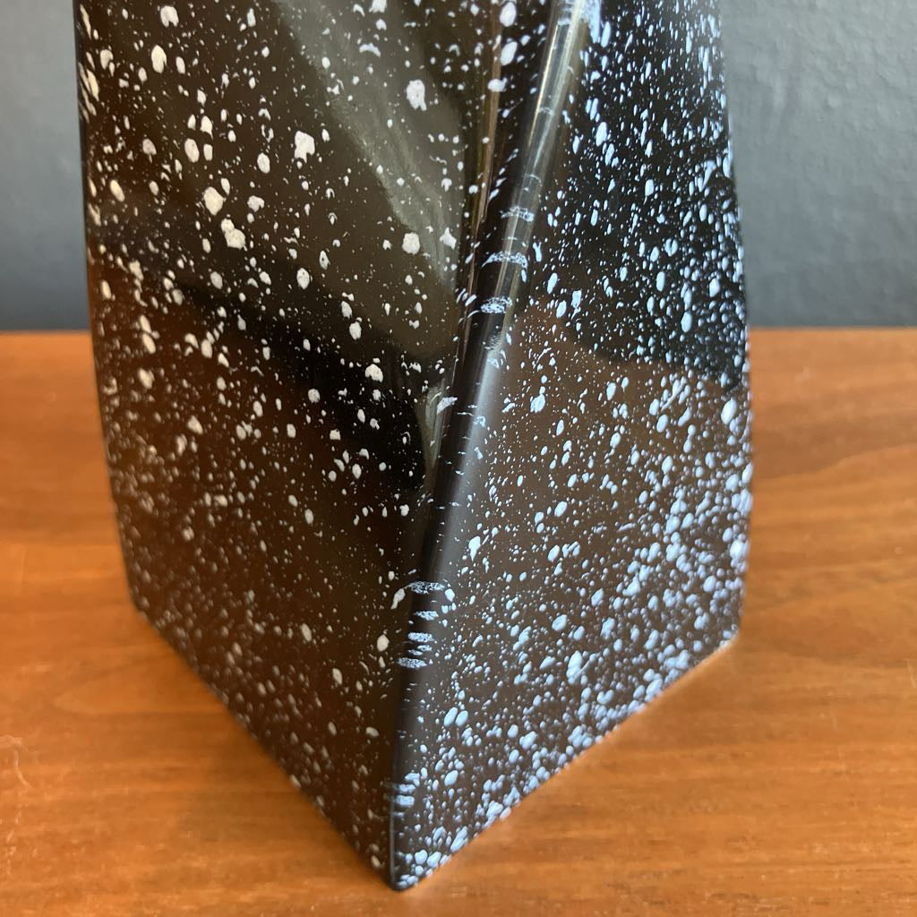 Mid Century Black Speckled Wavy Vase