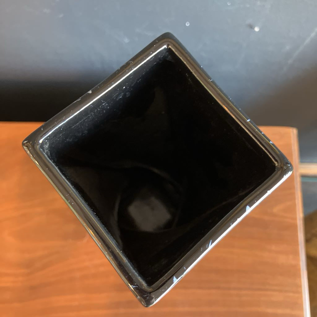 Mid Century Black Speckled Wavy Vase