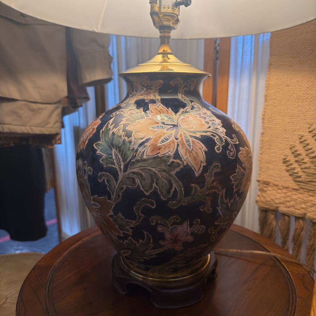 Vintage Blue Floral Lamp