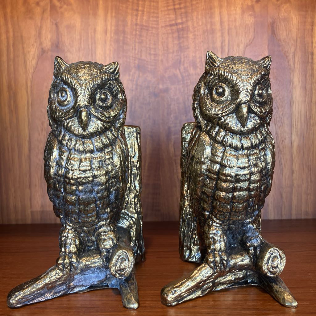 Vintage Metal Owl Bookends