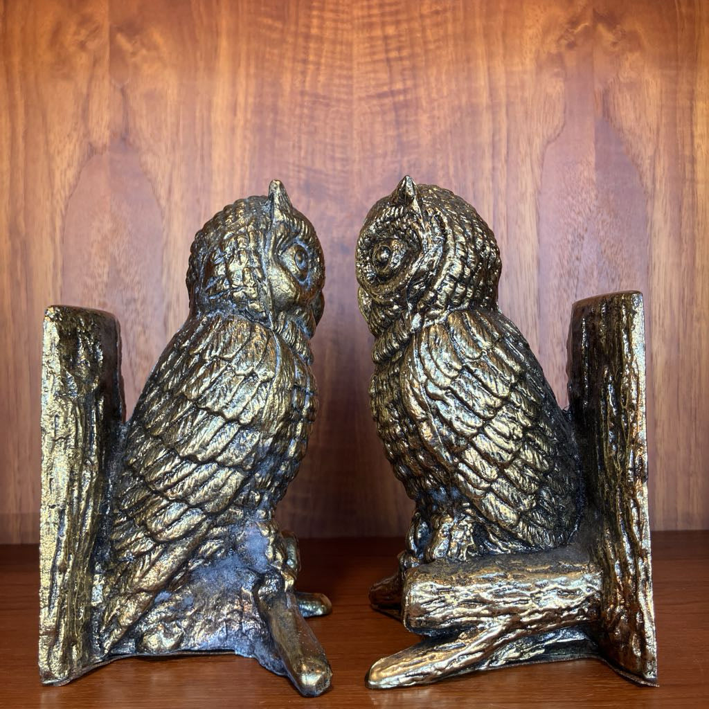 Vintage Metal Owl Bookends