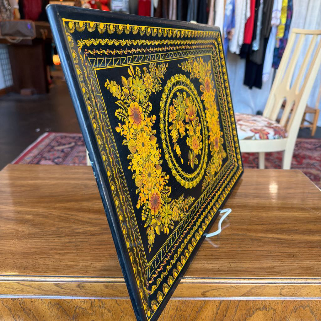 Vintage Mexican Lacquer Floral Tray