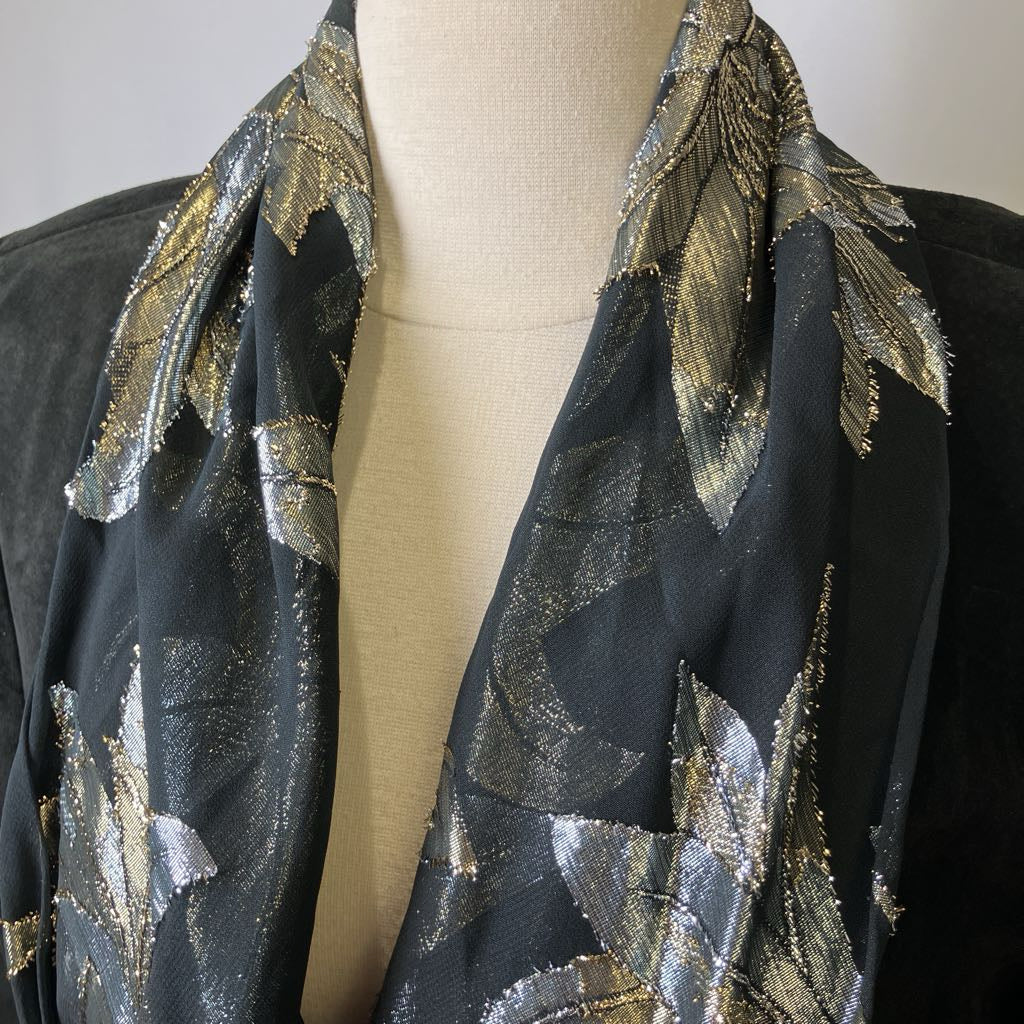 Vintage Black Suede Jacket with Scarf Accent 1980