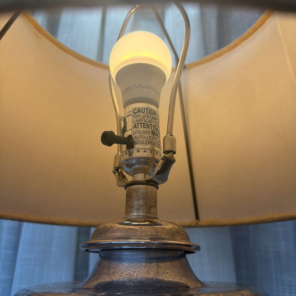 Etched Silver Metal Table Lamp