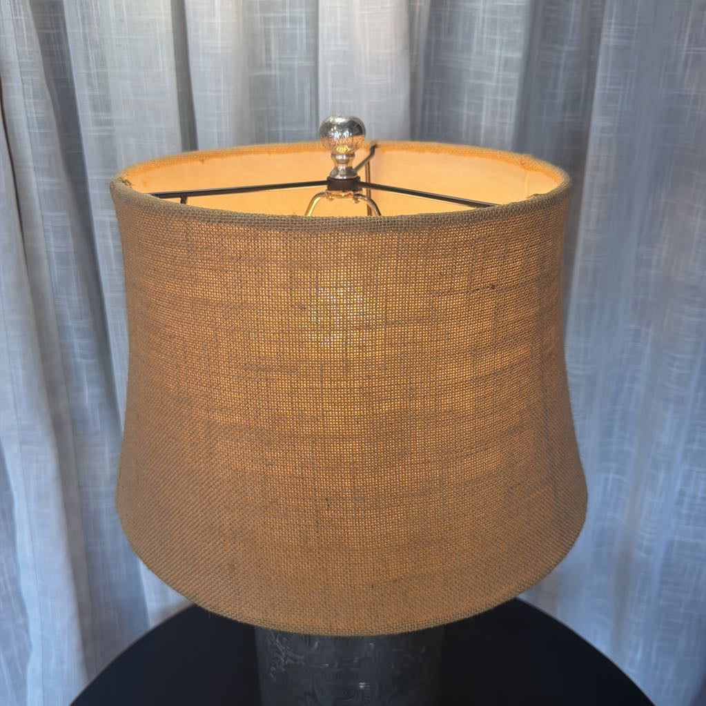 Etched Silver Metal Table Lamp